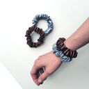 Błękit i czekolada - zestaw jedwabnych miniscrunchie