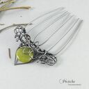 Green romance - ręcznie robiony grzebień do włosów z miedzi i jadeitem