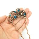 Miedziana ozdobna szpilka do włosów z agatem - wire wrapping