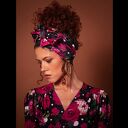 Opaska do włosów / apaszka - kwiaty i grochy