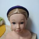 Wąska, fioletowa, jedwabna opaska puffy