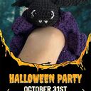 Gumka scrunchie nietoperz na Halloween - ręcznie robiona