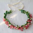 Wianek do włosów z czerwonymi kwiatkami i eukaliptusem - handmade boho