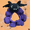 Gumka scrunchie nietoperz na Halloween - ręcznie robiona