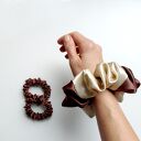 Czekoladowy - zestaw jedwabnych scrunchie