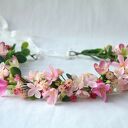 Różowy poranek - romantyczny wianek z jaśminem i dziką różą