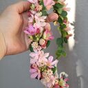 Różowy poranek - romantyczny wianek z jaśminem i dziką różą