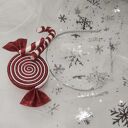 Czerwono-biała opaska na głowę z cukierkami, ozdoba świąteczna do włosów