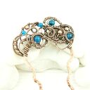 Miedziana ozdobna szpilka do włosów z agatem - wire wrapping