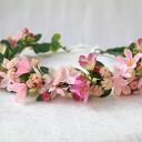 Różowy poranek - romantyczny wianek z jaśminem i dziką różą