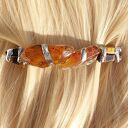 Spinka - klamra do włosów z bursztynami oprawionymi w technice Tiffany