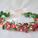 Wianek do włosów z czerwonymi kwiatkami i eukaliptusem - handmade boho