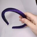 Wąska, fioletowa, jedwabna opaska puffy