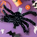 Ręcznie robiona spinka do włosów Pająk na Halloween - czarno-srebrna