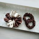 Czekoladowy - zestaw jedwabnych scrunchie