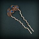 Miedziana ozdobna szpilka do włosów z agatem - wire wrapping