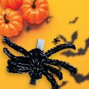 Ręcznie robiona spinka do włosów Pająk na Halloween - czarno-srebrna