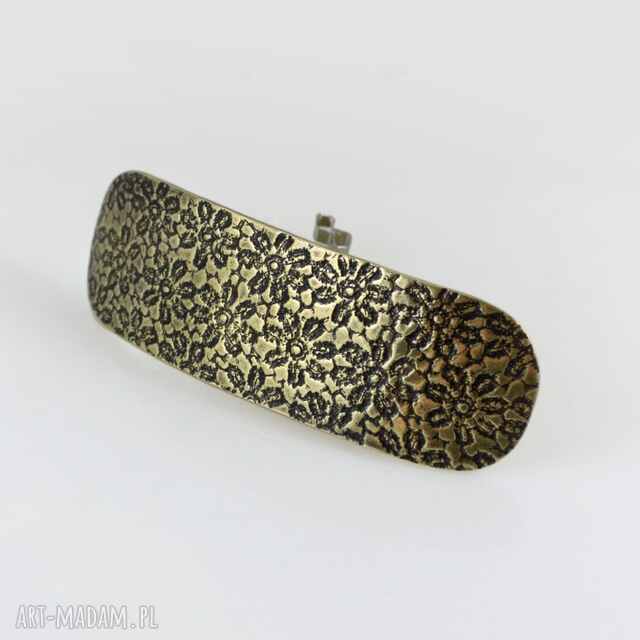 Kwiaty - mosiężna klamra do włosów (2404 -05) unikat