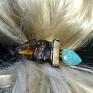 ozdoby do ekskluzywna spinka do włosów ręcznie robiona bursztyn złoty prezent turkus