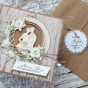 scrapbooking kartki kartka rustykalna eco z kopertą handmade na ślub
