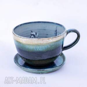 Filiżanka z kotem Polarny Świt - rękodzieło 380 ml