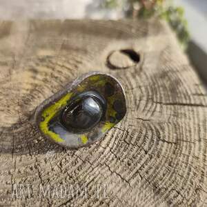 Zielony pierścionek ceramiczny handmade - regulowany rozmiar