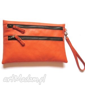 orange torebka kopertówka, autorska, zamki, kolorowa