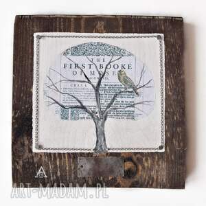 drzewo mądrości /3/, obraz malowany na starej desce collage, obrazy drewnie