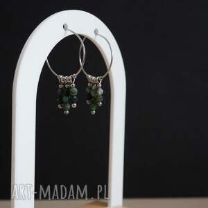 koła stal chirurgiczna - agat mszysty, kolczyki