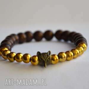 handmade bracelet by sis: lis w brązowo - złotych koralach
