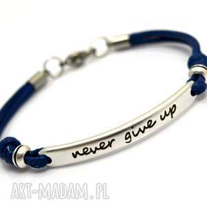 handmade bransoletka preemi motto 1 navy blue (cyna stal)