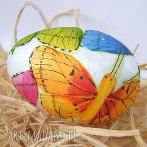 pisanka wielkanocna kolorowe motyle, jajeczko wielkanocne, ozdoba decoupage