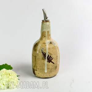 kamionkowa butelka do oliwy, dozownik oliwy lub octu 410 ml, ceramika