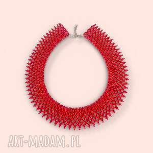 Prezent Ażurowy naszyjnik etno - łemkowska krywulka czerwony