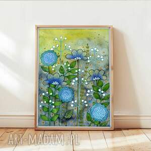 Oryginalna A4. Łąka akwarela, trawa, sztuka, plakaty