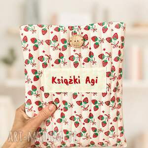 Etui na książkę z imieniem - personalizowany prezent z truskawkowym wzorem