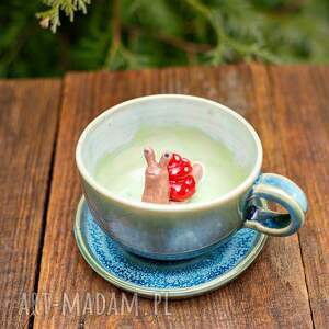 filiżanka do herbaty z figurką ślimaka kawy wapienniki seledyn ok 330 ml