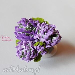 kwiat koniczynki, konieczynka fimo, fioletowy