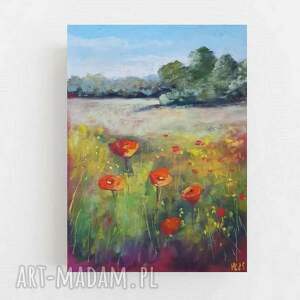 słoneczna łąka - praca formatu 24/18 cm rysunek, pastele