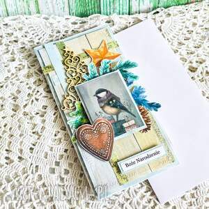 pomysł na prezent święta Kartka z sikorką - Boże Narodzenie