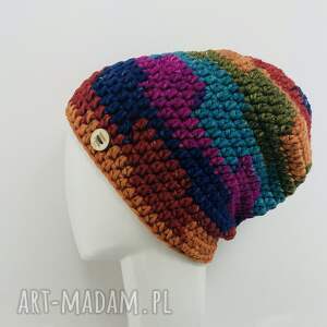 kolorowa gruba czapka smerf ręcznie robiona
