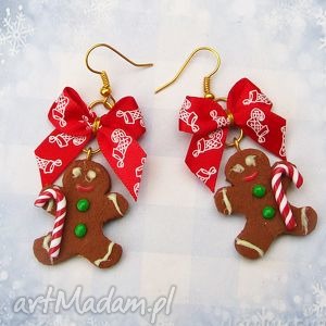 świąteczne kolczyki ciastka pierniczki gingerbread man na prezent