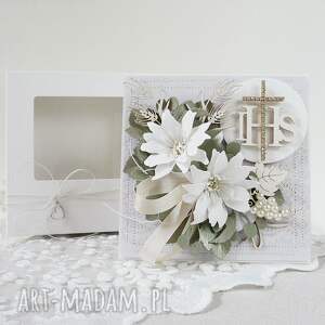 ręcznie robione scrapbooking kartki komunijna kartka w pudełku - hostia