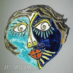 handmade ceramika patera twarz kubistyczna II