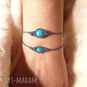 duo amazonit i agat w makramie dwie bransoletki plecione mikro makrama