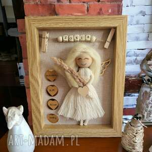 handmade pokoik dziecka aniołek metryczka chrzest, narodziny, roczek