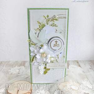 scrapbooking kartki kartka komunijna pamiątka pierwszej komunii świętej greenery