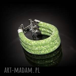 handmade bransoletka potrójna zmijka w zieleni