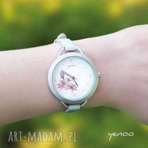 handmade zegarki zegarek, bransoletka - różowa lilia