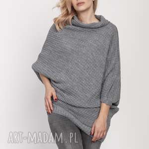 handmade swetry luźny sweter, swe205 szary mkm